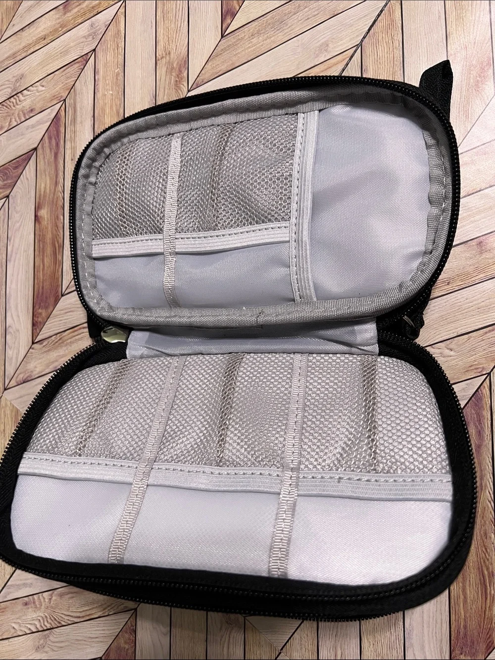 Black Compact Travel Organizer Pouch for electronics